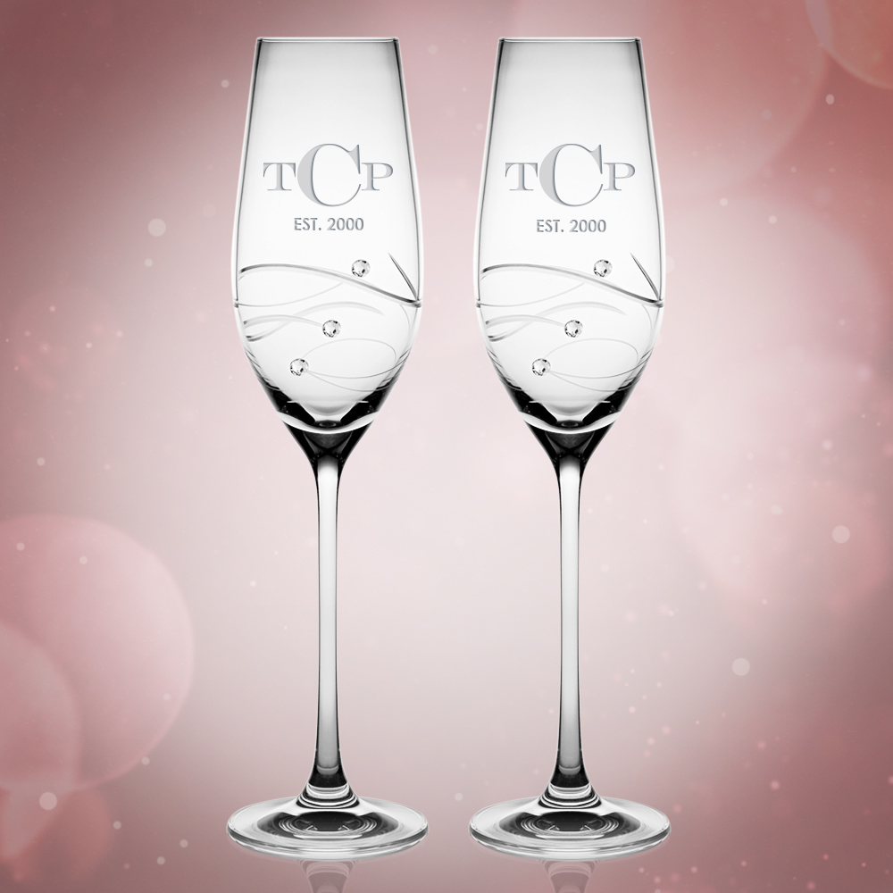 Personalized Sparkle Wine Glasses, Set of 4 by Barski