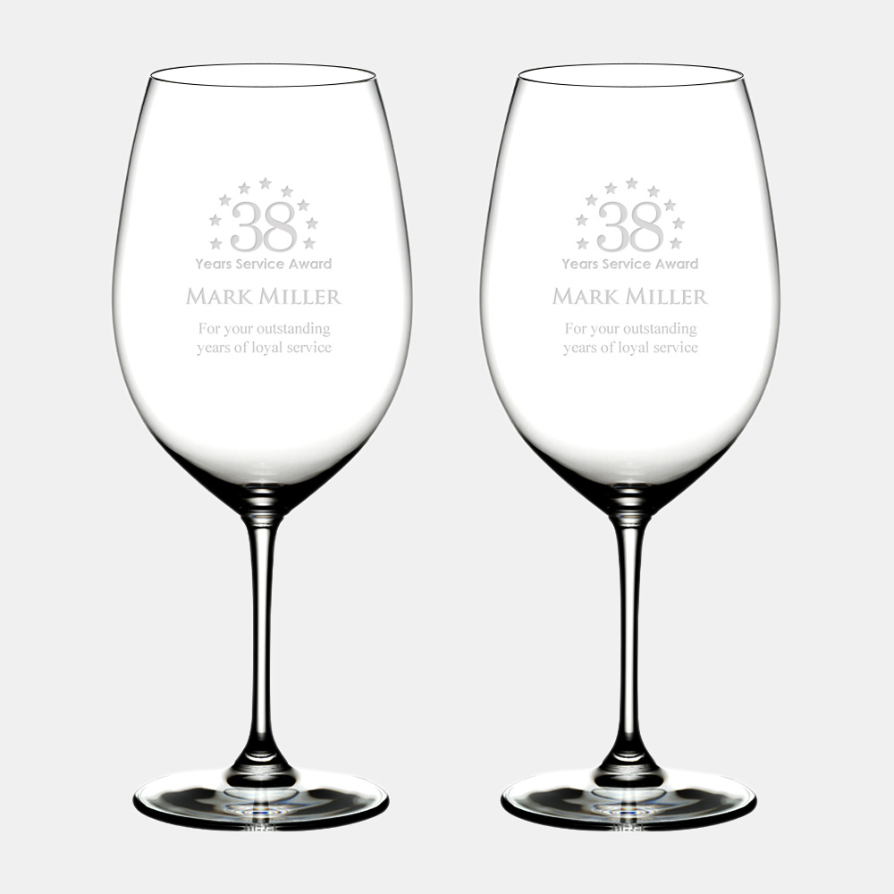 Engraved Riedel Vinum Bordeaux Red Wine Glass