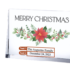 Pre-Designed Merry Christmas Color Imprinted Horizontal Rectangle Plaque