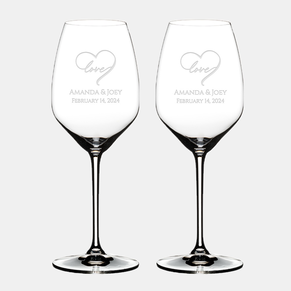 Pre-Designed Love Heart Riedel Extreme Riesling Pair, 16 oz