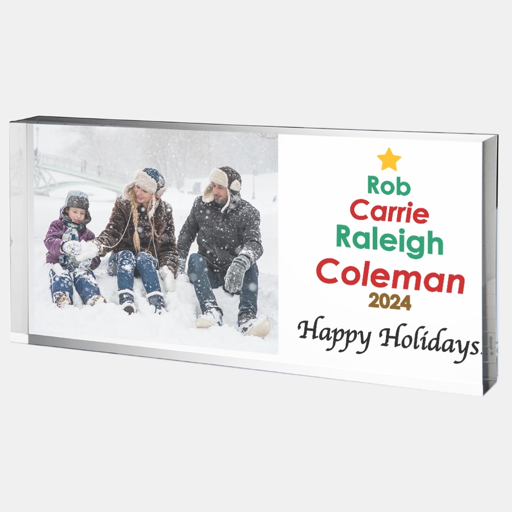 Color Photo Imprinted Holiday Plaque with Personalized Family Tree Art