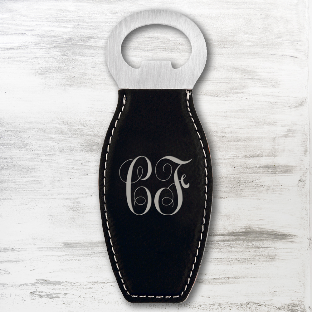 Monogrammed Black/Silver Leather