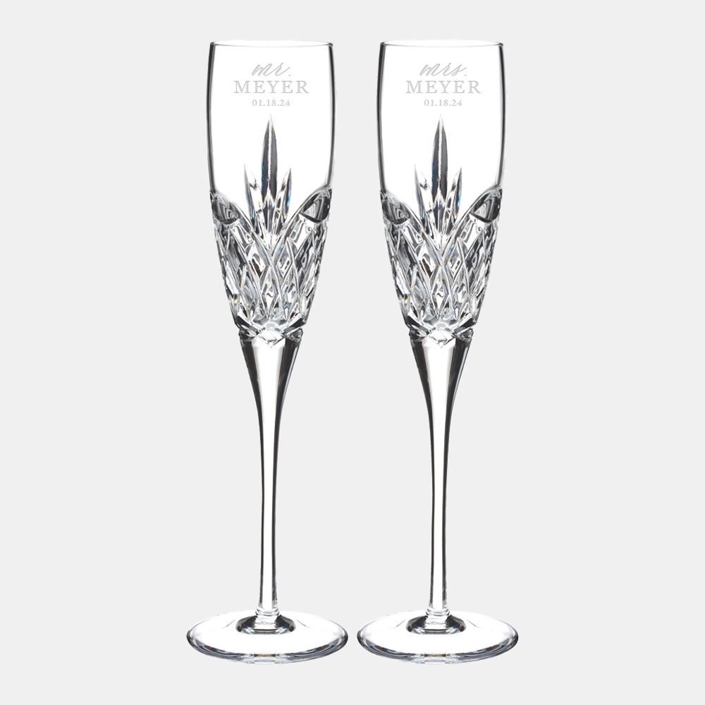 Pre-Designed Mr. & Mrs. Waterford Love Forever Flute Pair, 5oz