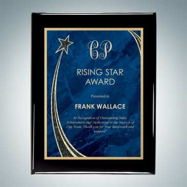 Blue Rising Star Plate on Gloss Horiz./Verti. Blackwood Plaque