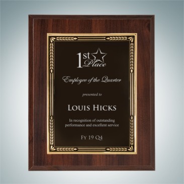 Black Gold Embossed Plate on High Gloss Horiz./Verti. Cherrywood Finish Plaque
