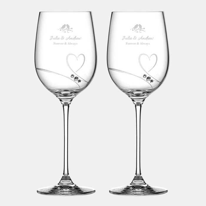Diamante Romance White Wine Glass Pair, 12.7oz