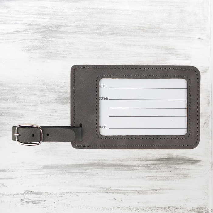 Pre-Designed Groomsman Gray Leatherette Luggage Tag