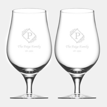 Monogrammed Orrefors Beer Taster Pair, 16oz