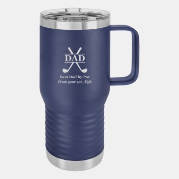 Pre-Designed Dad Polar Camel Vacuum Navy Blue Insulated Travel Mug with Slider Lid, 20oz