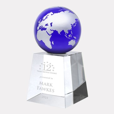 Blue/Silver Globe with Tapered Base