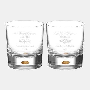 Orrefors Intermezzo Gold Old Fashioned Pair, 8oz