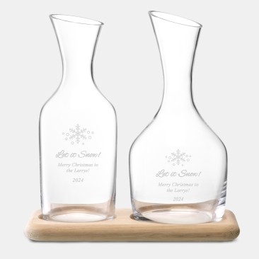 LSA WINE Water & Wine Carafe Set with Oak Base 3pc Set, 1.2L/1.4L