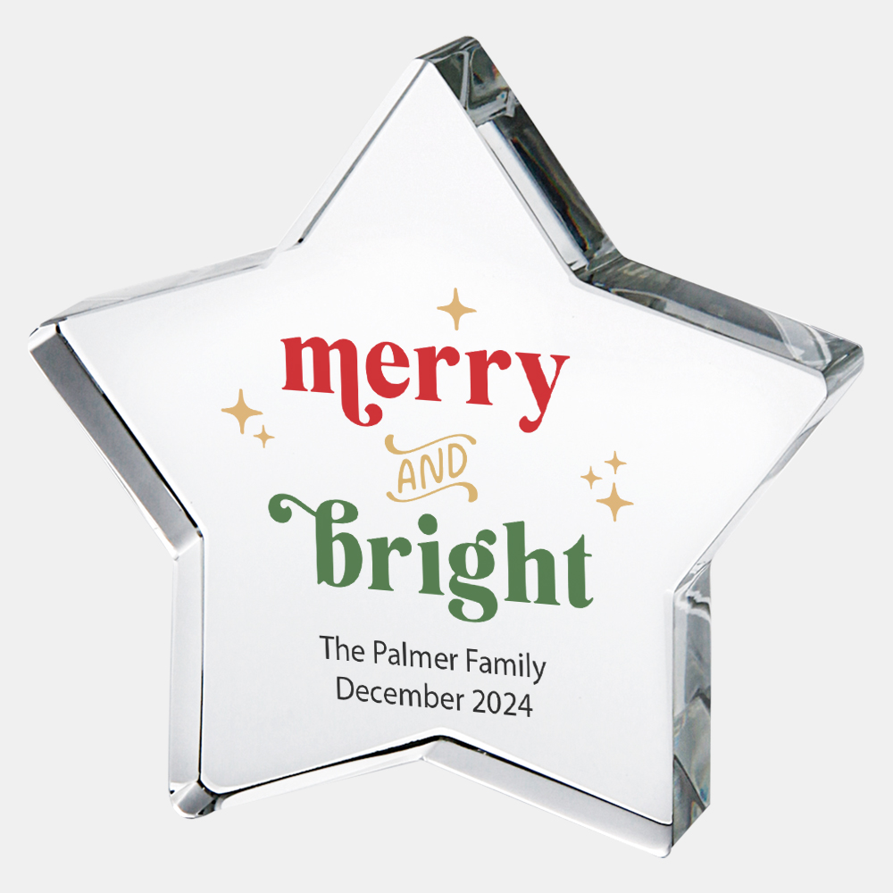 Pre-Designed Merry and Bright Color Imprinted Mystical Star