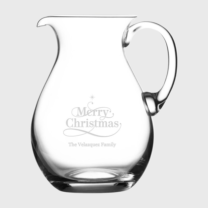 Pre-Designed Merry Christmas Personalized Waterford Marquis Moments Round Pitcher, 50.7oz