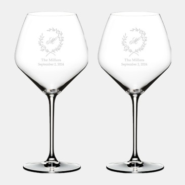 Pre-Designed Botanical Monogrammed Riedel Extreme Pinot Noir Pair, 27oz