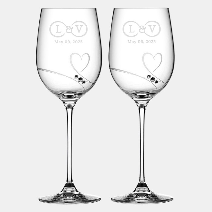 Pre-Designed Infinity Diamante Romance Red Wine Glass Pair, 15.2oz