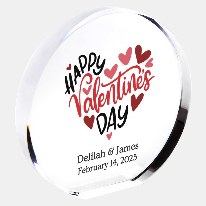 Pre-Designed Happy Valentine's Day Color Imprinted Acrylic Circle Plaque