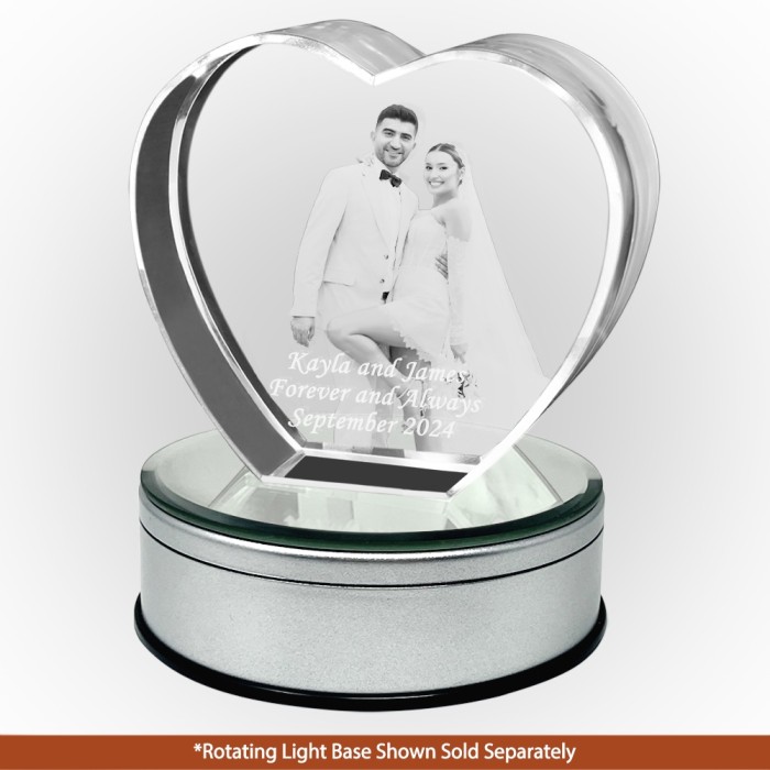 3D Lasered Heart Plaque With Base