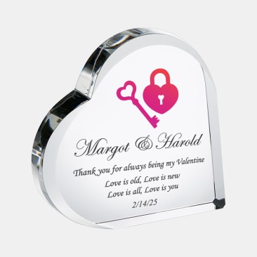 Color Imprinted Crystal Heart Plaque