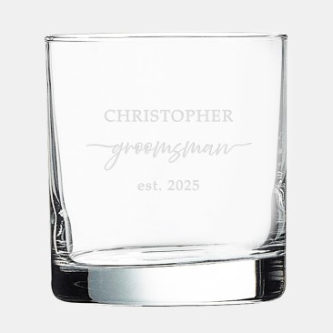 Pre-Designed Groomsman On The Rocks Cylinder Glass, 10.5oz