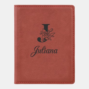 Monogrammed Botanical Rose Leatherette Passport Holder