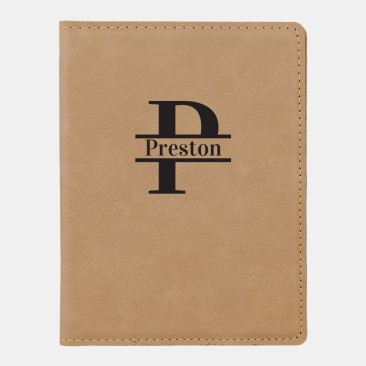 Monogrammed Light Brown Leatherette Passport Holder