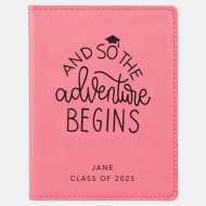 Pre-Designed Adventure Graduation Pink Leatherette Passport Holder