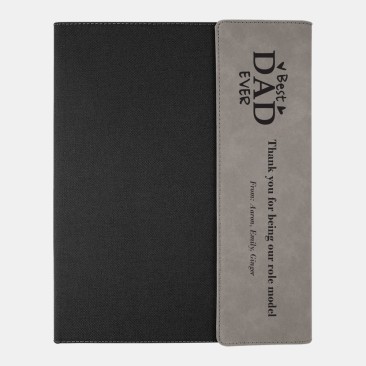 Gray Leatherette Black Canvas Portfolio with Notepad