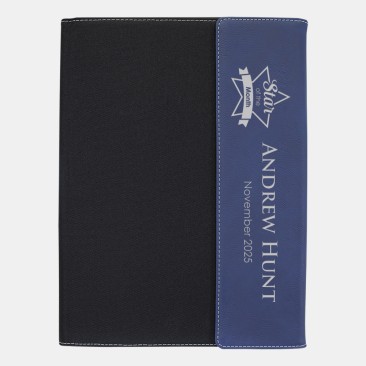 Blue/Silver Leatherette Black Canvas Portfolio with Notepad